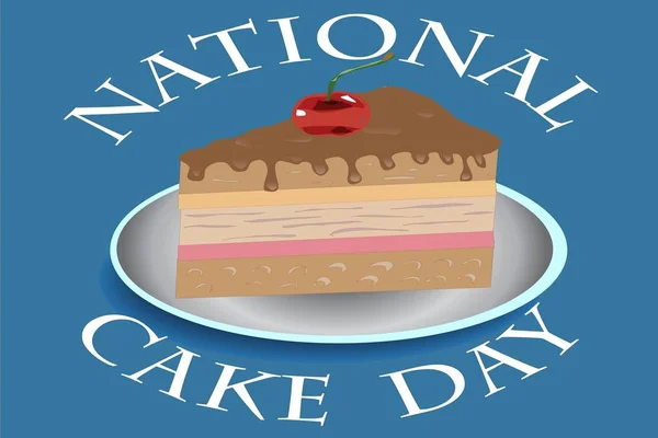 一个为出版物 贴纸和标签而庆祝的国家蛋糕日的标志 — 图库矢量图片