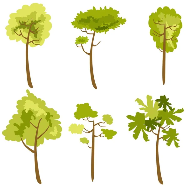 Tree Set Landscape Design Elements — Stock Vector