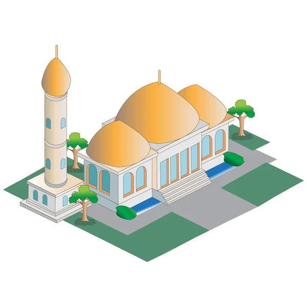 Izometrická Mešita Budova Ikona — Stockový vektor