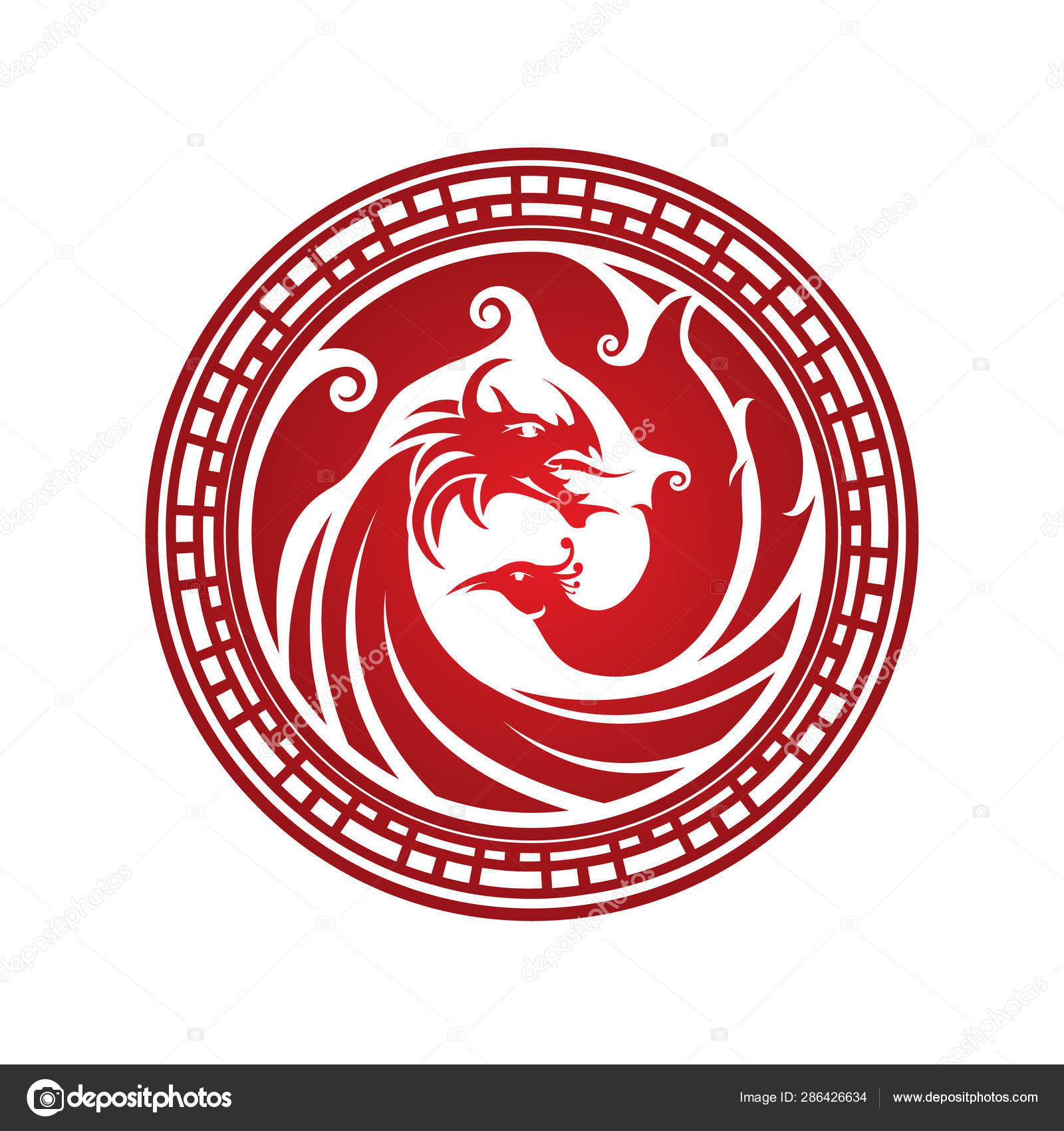 The Dragon and The Phoenix Logo Vector Stock Vector by ©Pancale 286426634