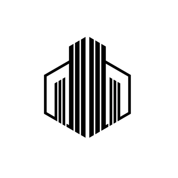 抽象的な大きな建物の建設ロゴ. — ストックベクタ