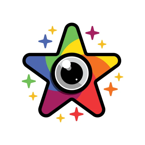 Star Kamera Deklanşör Lens Renkli Logo Simge Vektör