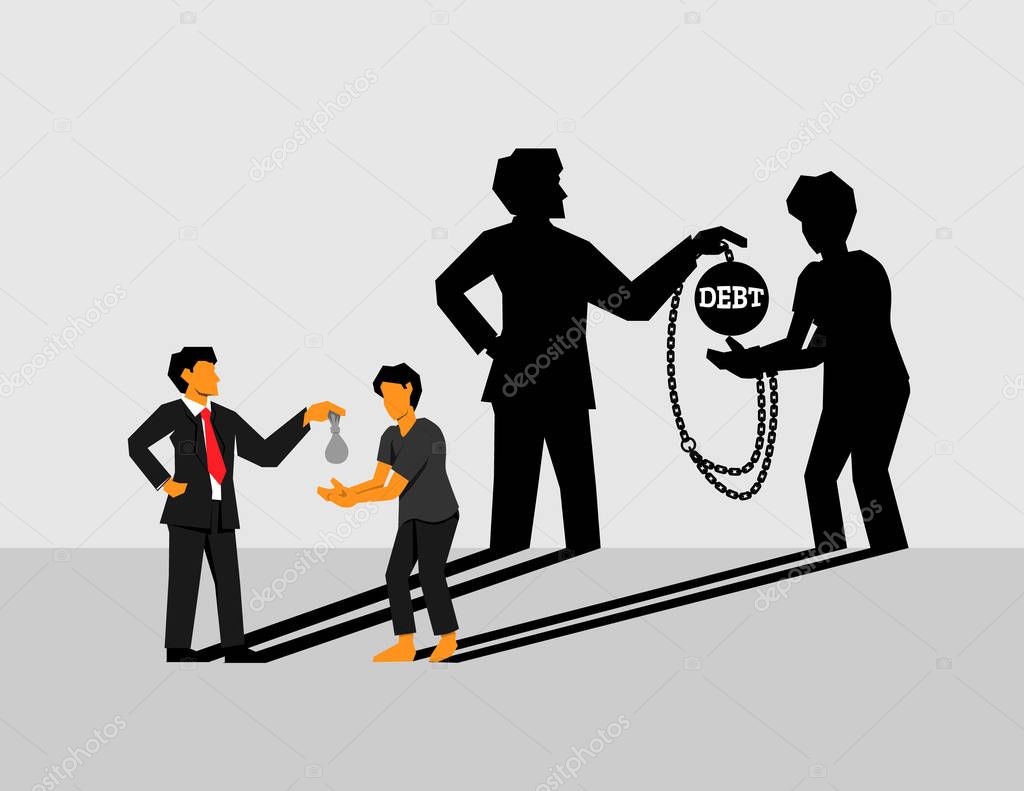 Debt Labor - Bonded Labor - Modern Slavery. Cover Illustration Vector.