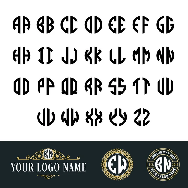 2 harfli monogram daire yazı tipi.