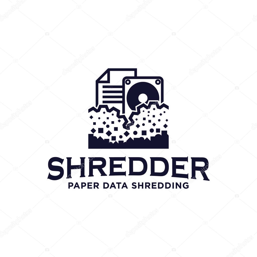 Shredding services paper document data hardware logo icon