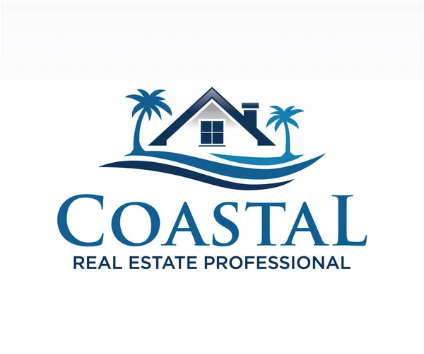 Sea Wave Home Real Estate Home Logo Vector — Stock Vector