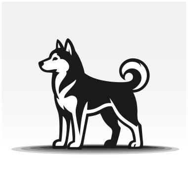 Husky Dog Icon vektör illüstrasyon maskotu hayvan kızağı köpek sembolü siluet portre grafik tasarım sanat yüz ifadesi