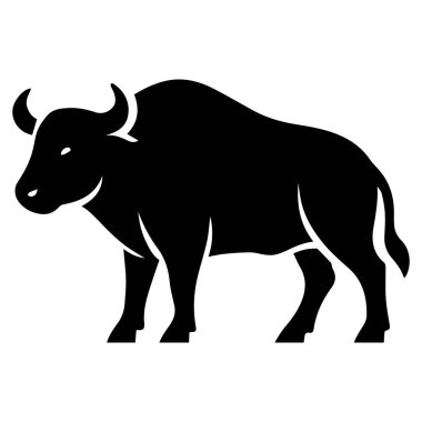 Bufalo ikonu silueti çizimi vahşi hayvan hayvan grafik tasarımı memelilerin doğal yaşam tarzını simgeliyor.