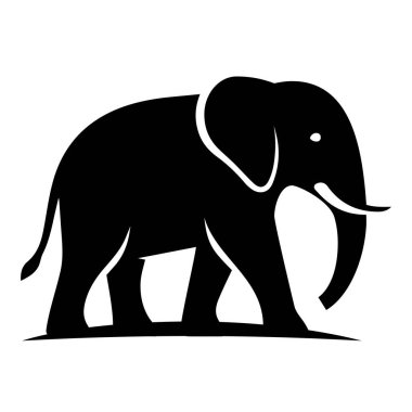 Asgari siyah fil siluet simge vektörü