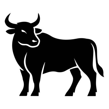 Siluet çizimi inek ve dana çiftliği hayvanları ve sığır ikonu