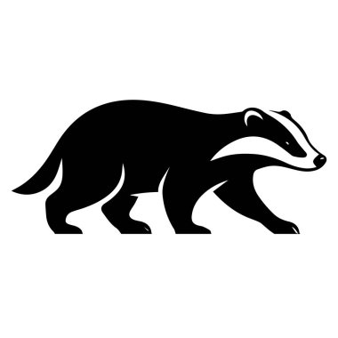 Siyah beyaz siluet bir porsuk yürüyen ikonu çiziyor.