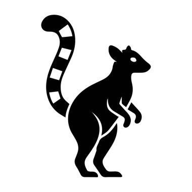 Siluetli bir lemur, çizgili kuyruğu olan bir simge gibi duruyor.