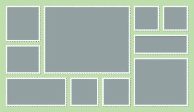 Boş çerçeveler ve Yeşil Arkaplan Tasarımı Fikri ile Yaratıcı Fotoğraf Kolajı Şablonu Düzeni