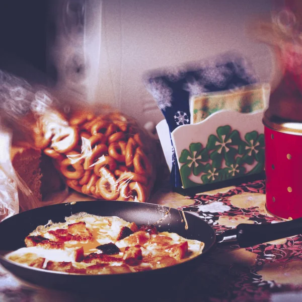 Столі Свіжоприготований Сніданок Ранкова Їжа Корисна Здоров Людини Заряд Бадьорості — стокове фото