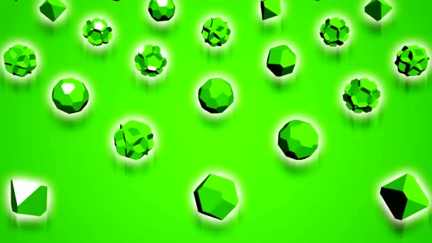 Renderização Abstrata Formas Geométricas Verdes Animação Loop Gerada Por Computador Filmagem De Stock Royalty-Free