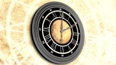 Animasyonlu saat 12 saat geri sayım. Döngülü, 3d Render.