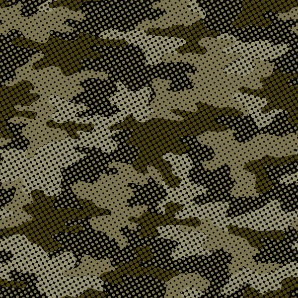 Fuld Sømløs Militær Camouflage Hud Halvtone Prikket Mønster Vektor Indretning – Stock-vektor