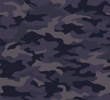 Kusursuz Sorunlu Doku Şablonu. Monokrom Vektör. Mavi ve Gri Elbise Kumaş Parmak izi. Tekstil ve Ev Dekorasyonu için Tasarım.