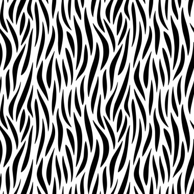 Zebra ve kaplan çizgileri için kusursuz duvar kâğıdı. Hayvan derisi desenli. Tekstil kumaş baskısı için siyah beyaz tasarım. Moda ve ev tasarımı uyuyor..