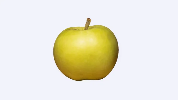 Зеленое яблоко на белом фоне. Вид сбоку — стоковое фото