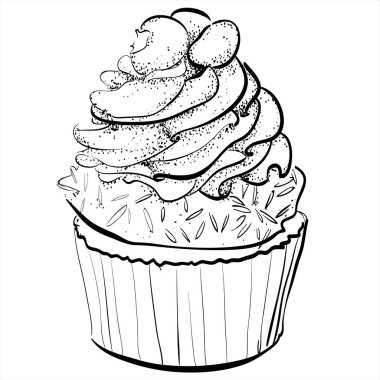 Tatlı kek, cupcake, vektör grafik.
