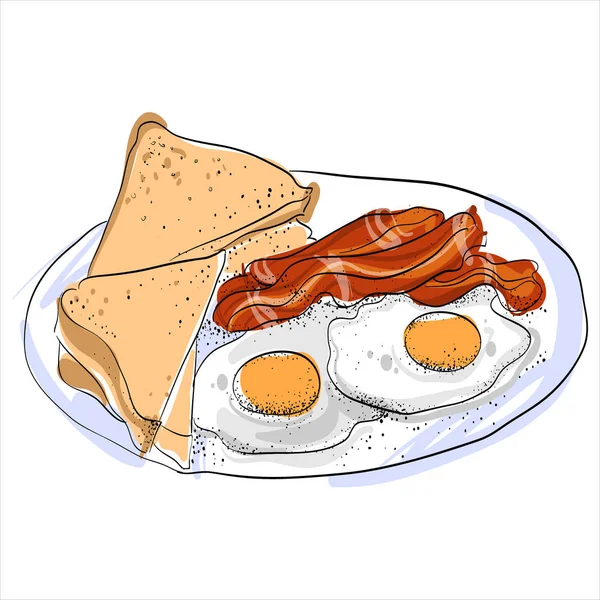 Яичница Завтрак Векторная Иллюстрация — стоковый вектор