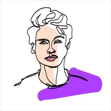 Bir adamın portresi soyutlamanın çizgilerinden biri. vektör grafiği.