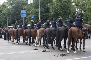 Kiev, Ukrayna-23 Haziran 2019. Şehre bağlı polis