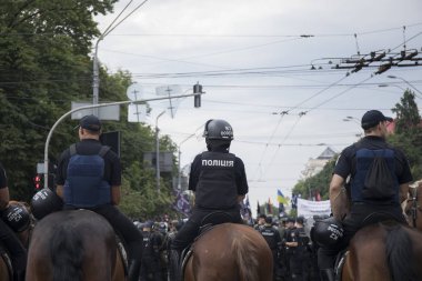 Kiev, Ukrayna-23 Haziran 2019. Şehre bağlı polis