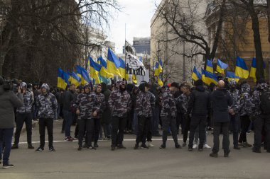 Kyiv Ukrayna - 23 Mart 2019: Ukrayna 'nın başkentinde hükümete karşı siyasi protesto