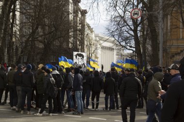 Kyiv Ukrayna - 23 Mart 2019: Ukrayna 'nın başkentinde hükümete karşı siyasi protesto