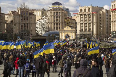 Kyiv Ukrayna - 23 Mart 2019: Ukrayna 'nın başkentinde hükümete karşı siyasi protesto