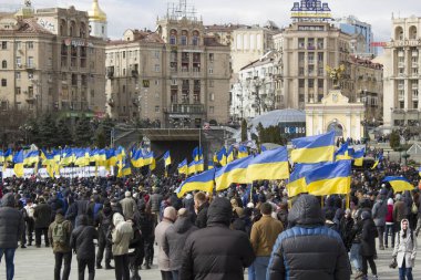Kyiv Ukrayna - 23 Mart 2019: Ukrayna 'nın başkentinde hükümete karşı siyasi protesto