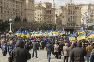 Kyiv Ukrayna - 23 Mart 2019: Ukrayna 'nın başkentinde hükümete karşı siyasi protesto