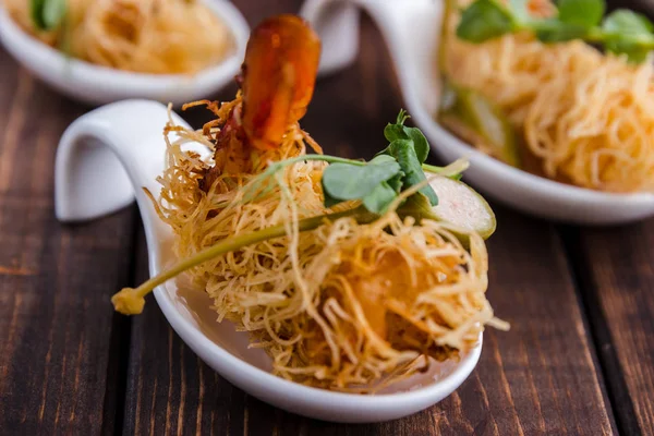 Crispy Shrimp in Kataifi Crust closeup