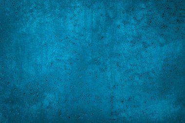 Fotokopi alanı olan güzel mavi grunge arkaplanı, delikli ve aşınmış soyut sıva duvar dokusu