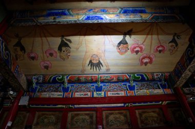 Ulaanbaatar, Moğolistan - 11 Ağustos 2016:Budist Tapınağı'nın İçinde.