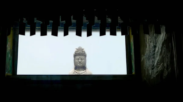 Statue Pierre Guanyin Dans Temple Corée Sud — Photo