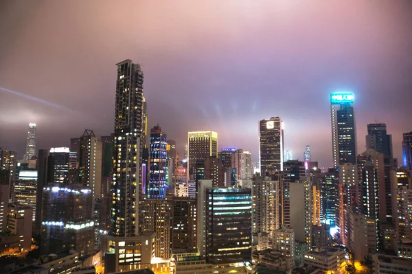 Hong Kong Çin Kasım 2017 Hong Kong Şehri Gece Tepeden — Stok fotoğraf