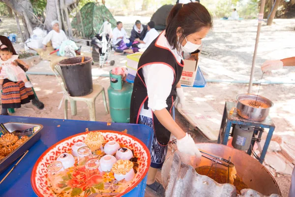 Thani Tajlandia Stycznia 2017 Festiwal Udon Pobliżu Miasta Ludzie Przygotowujący — Zdjęcie stockowe