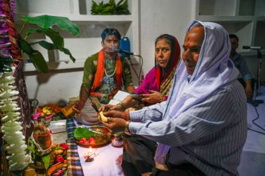 Khajuraho, Hindistan - 13 Nisan 2019: Hindistan'da Hindu yeni yıl töreni