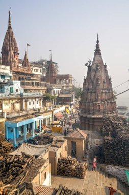 Varanasi, Hindistan - 7 Kasım 2018: Varanasi'nin kutsal kasabası