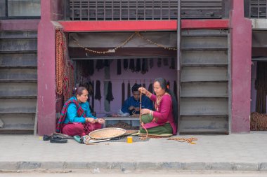 Katmandu, Nepal - 18 Mart 2019: Boncuk dükkanı Katmandu