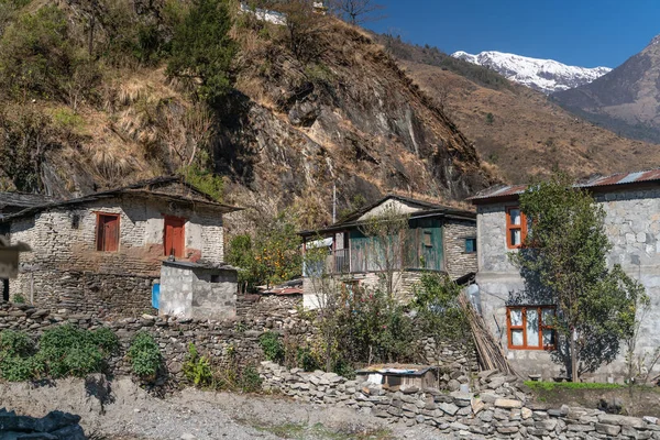 Pequeño Pueblo Pista Senderos Annapurna —  Fotos de Stock