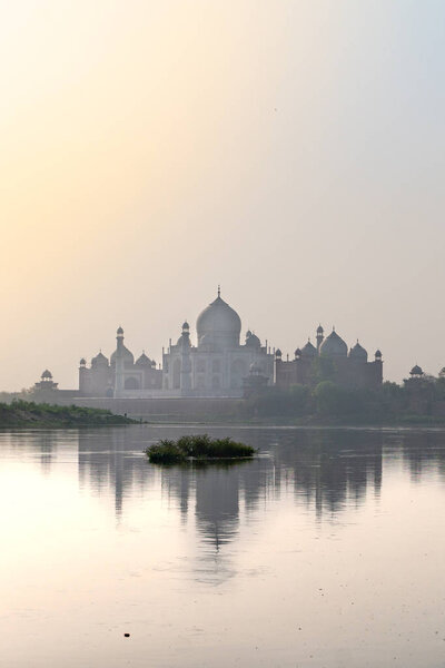 View on Taj Mahal from river side, India.