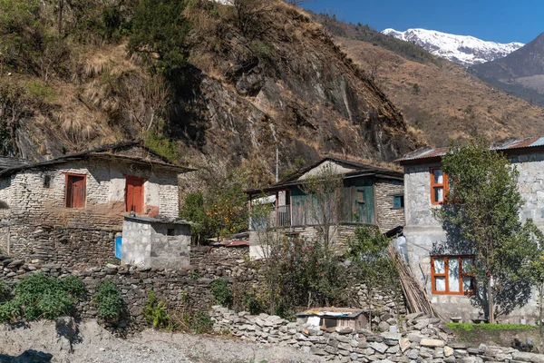 Pequeño Pueblo Pista Senderos Annapurna —  Fotos de Stock