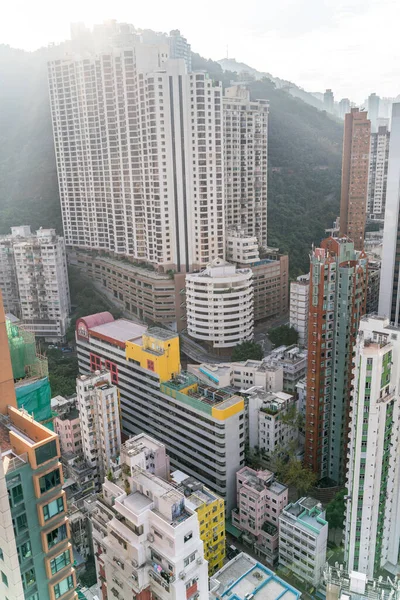 Den Fantastiska Utsikten Över Hong Kong Stadsbilden Full Skyskrapor Från — Stockfoto