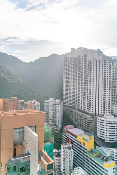 Den Fantastiska Utsikten Över Hong Kong Stadsbilden Full Skyskrapor Från — Stockfoto