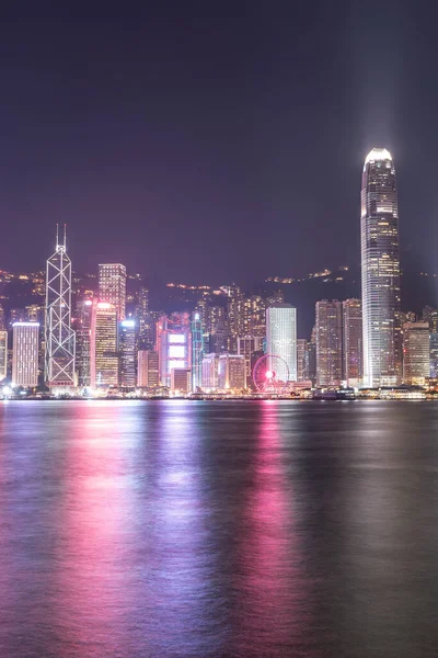 Incredible Night Cityscape View Lights Water Victoria Harbour Hong Kong — Stock Photo, Image