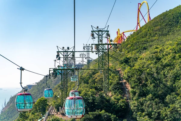 Sunny View Cable Car Theme Park Ocean — Stock Photo, Image